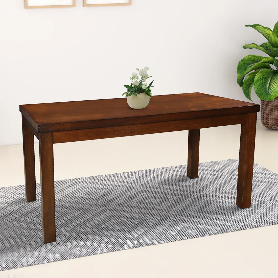 Shore Rubber Wood Six Seater Dining Table in Rio Brown Colour - HomeTown