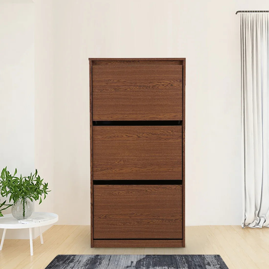 Alder Engineered Wood 3 tier Shoe Rack in Oak Colour - HomeTown