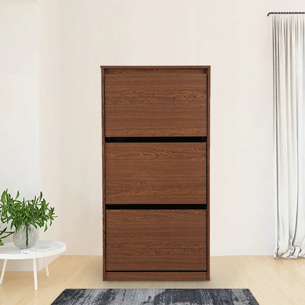 Alder Engineered Wood 3 tier Shoe Rack in Oak Colour dimensions