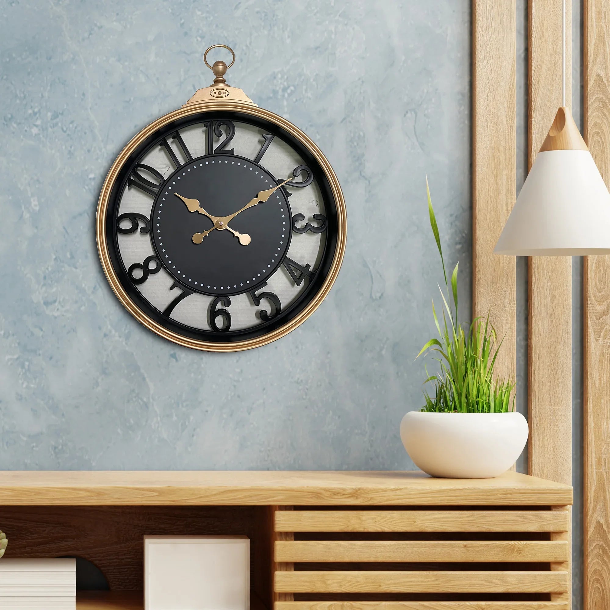 Aristo Classic Wall Clock, Diameter 50cm in Rose Gold and Black Colour - HomeTown