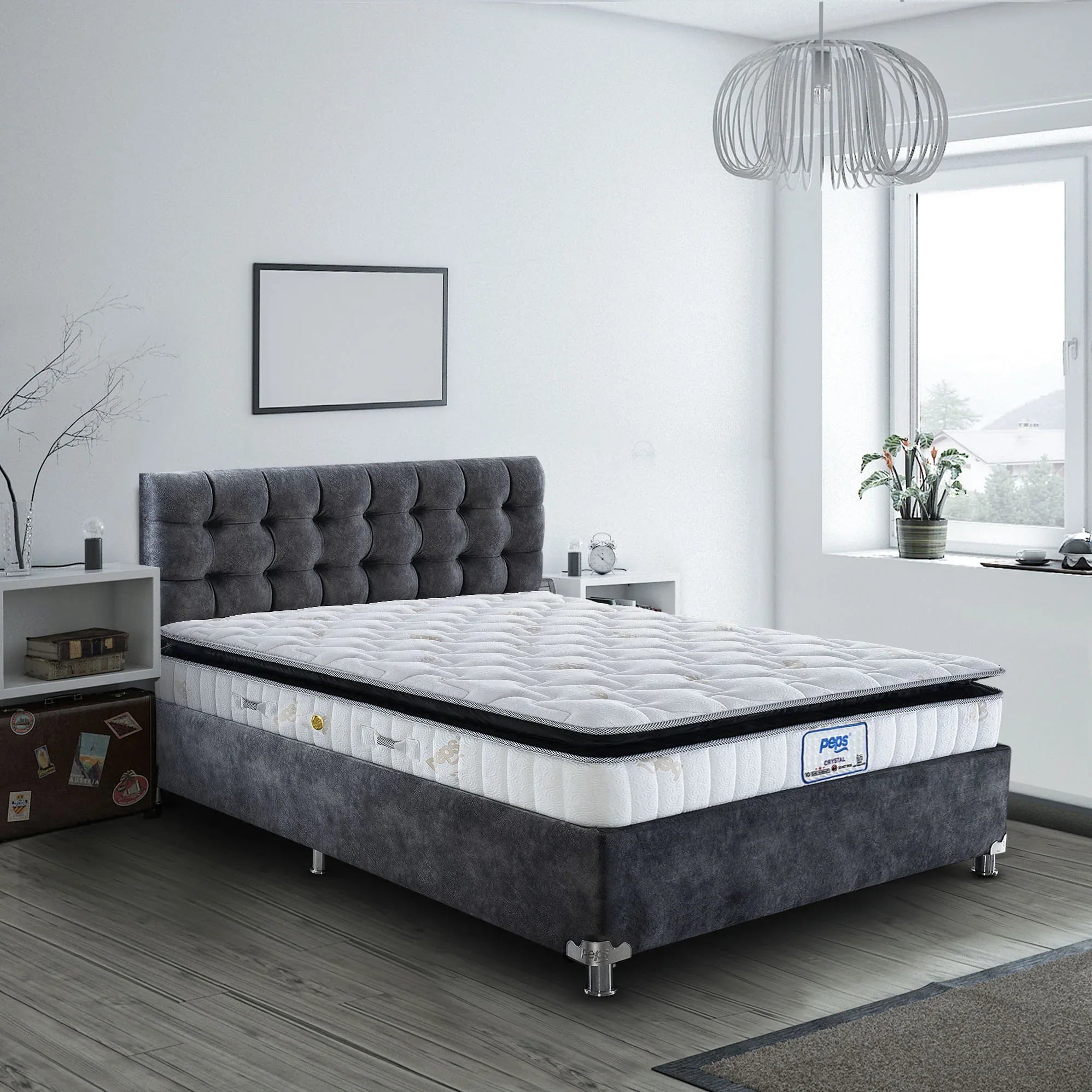 Crystal Pocket Spring Double Mattress 75x48x8 Inch in Beige Colour - HomeTown