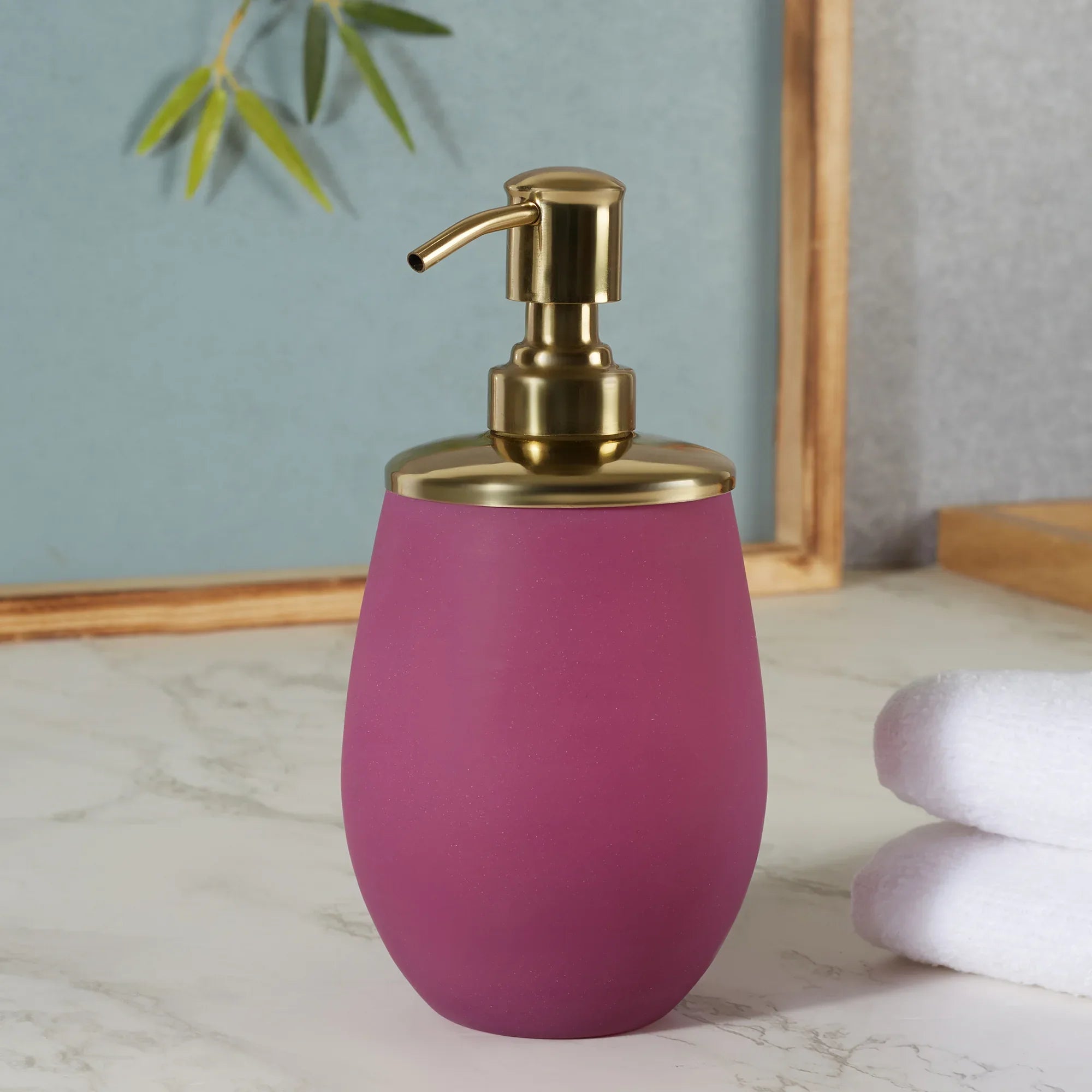 Emilia Glass Frosted Colored Liquid Soap Dispenser in Plum Colour - HomeTown