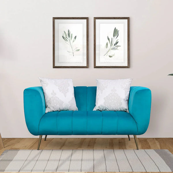 Catalina Velvet Sofa in Teal Color | 2 Seater dimensions