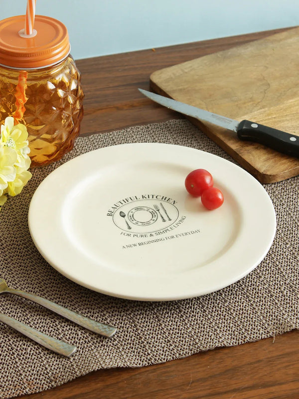 Beautiful Kitchen Ceramic Dinner Plate 11 Inch in White Colour dimensions