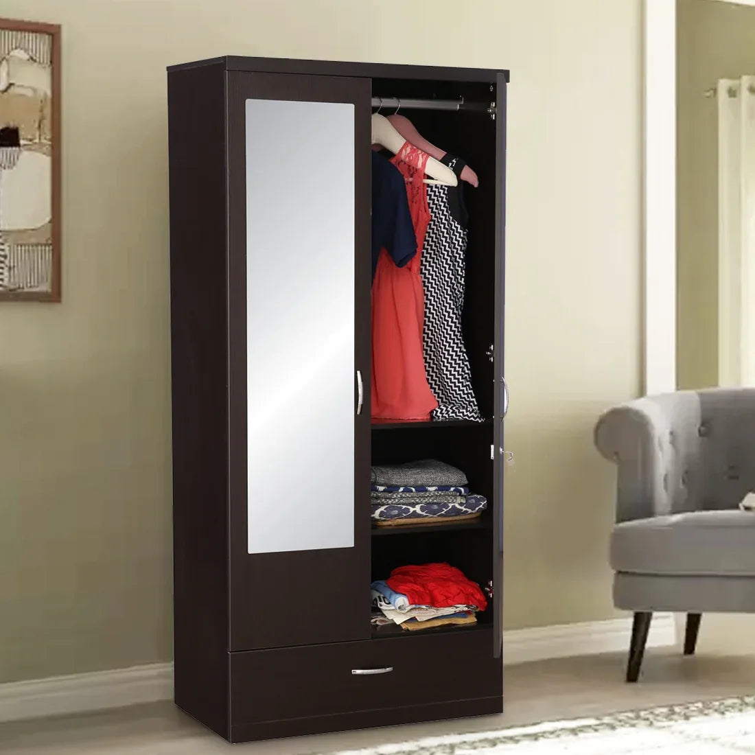 Utsav Two Door Wardrobe with Mirror - HomeTown