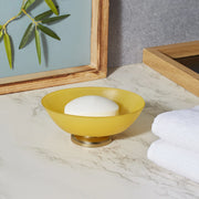 Emilia Glass Frosted Colored Soap Dish in Yellow Colour - HomeTown