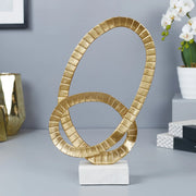 Venice Aluminium Dual Rings Table Decor 25x7x43 Cm in Gold Colour - HomeTown
