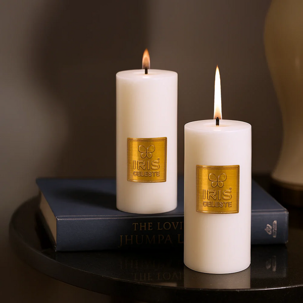 IRIS CELESTE  PILLAR CANDLE  ICAC09013WM dimensions