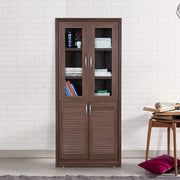 Stark Engineered Wood 4 door Book Case in Walnut Colour - HomeTown