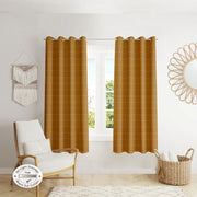 Emilia Set of 2 Foiled Double Layered Black Out Window Curtains 5 Feet in Mustard Colour - HomeTown