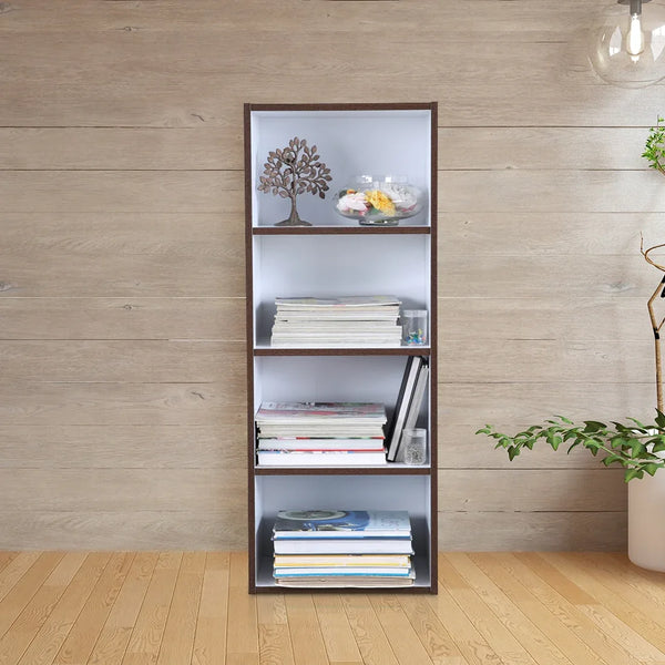 Mezzola Engineered Wood 4 Tier Bookshelf in Wenge Colour dimensions