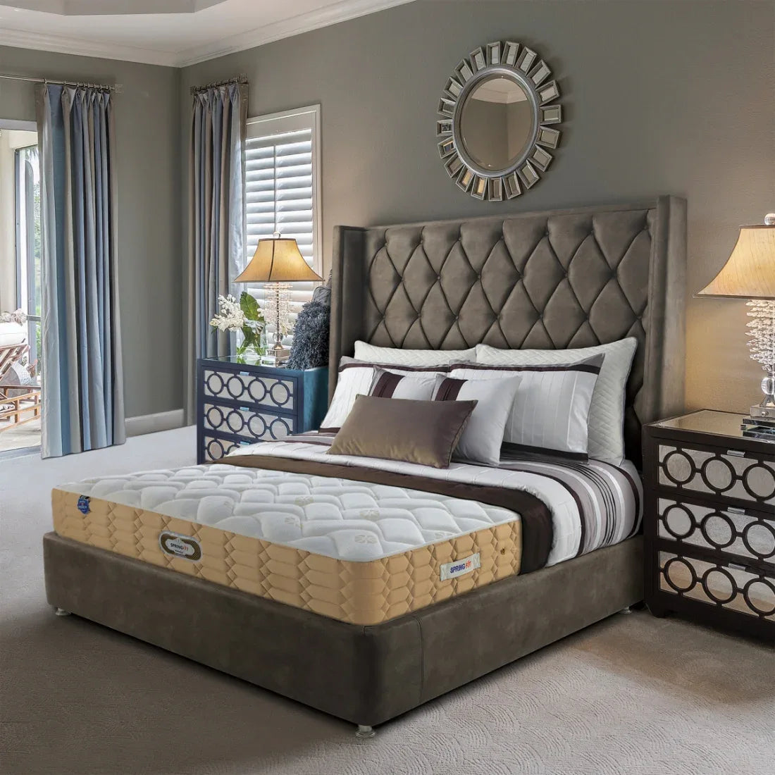 Reactive Ortho Memory Foam King Mattress 75x72x6 Inch in Grey Colour - HomeTown