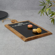 Ebony Glass & Wooden Menu Board & Platter 44x25 in Black Texture Colour - HomeTown