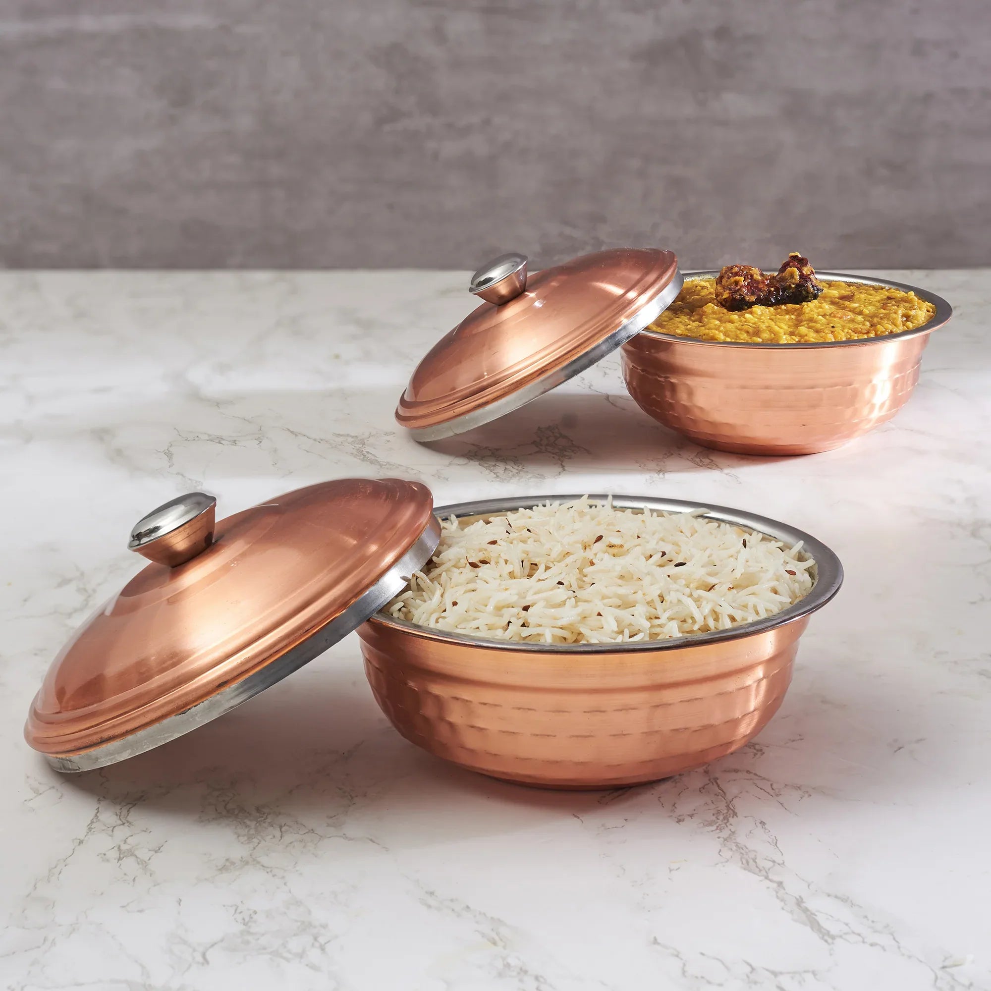 Sapphire Steel with Copper Finish Serving Bowl Set of 2 in Copper Colour - HomeTown