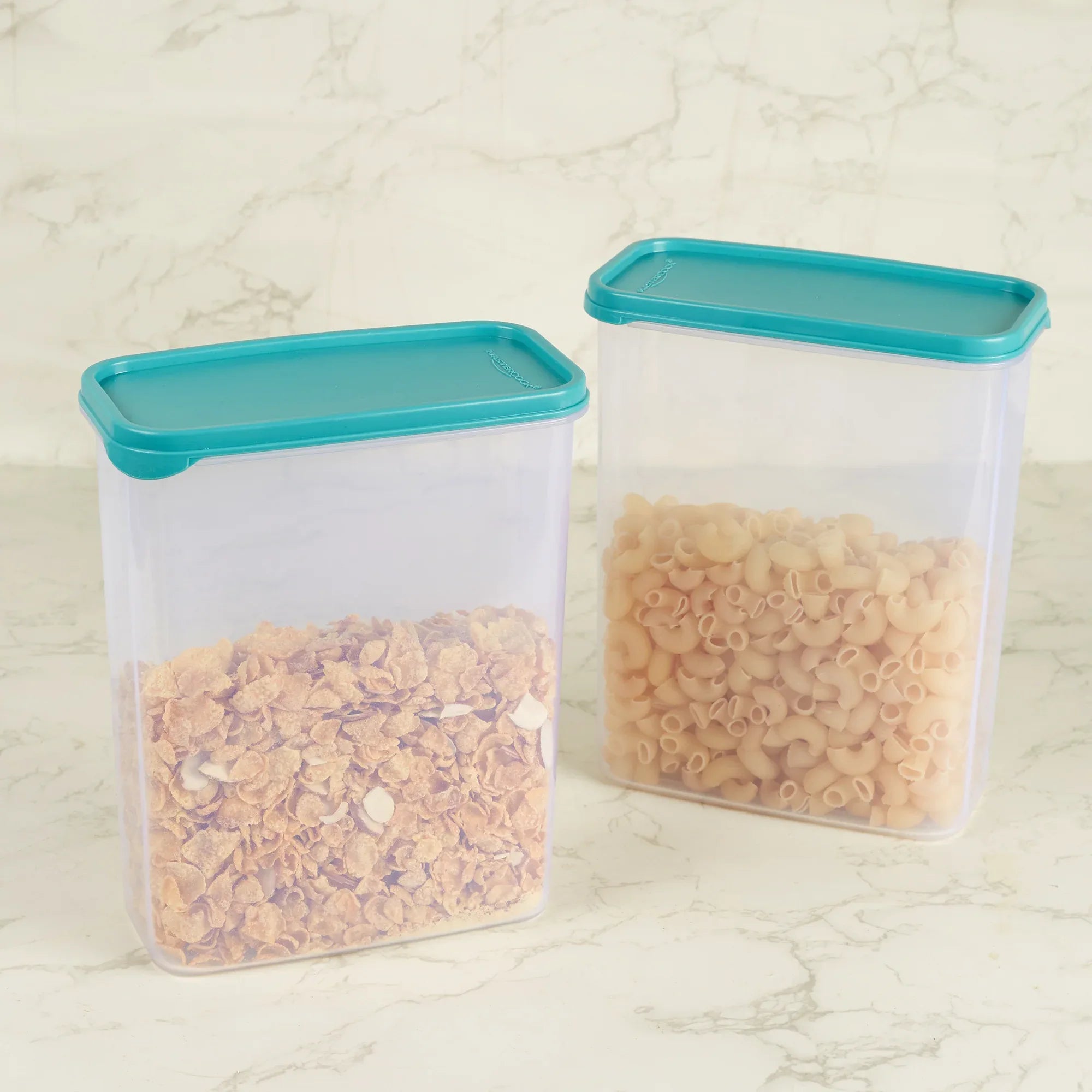 Modular Mate Plastic Rectangular Container 2600ml Set of 2 in Teal & Transparent Colour - HomeTown
