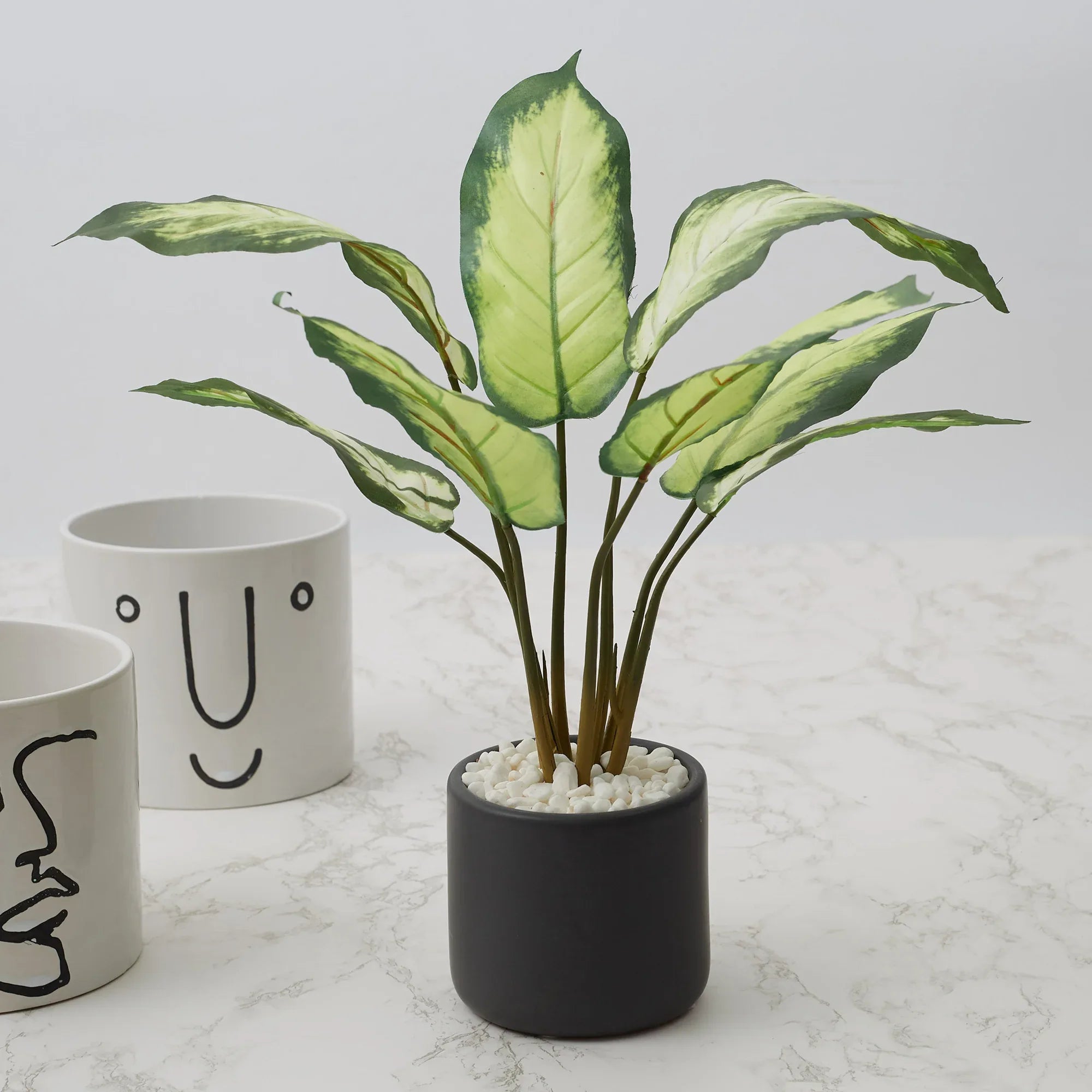 Ilana Faux Dieffenbachia Ceramic Potted Plant 42 Cm in Green Colour - HomeTown