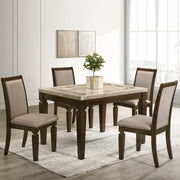 Bliss Marble Top 4 Seater Dining Set with Inlay in Beige Colour - HomeTown