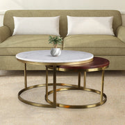 Castile Marble Center Table in White & Gold Colour - HomeTown