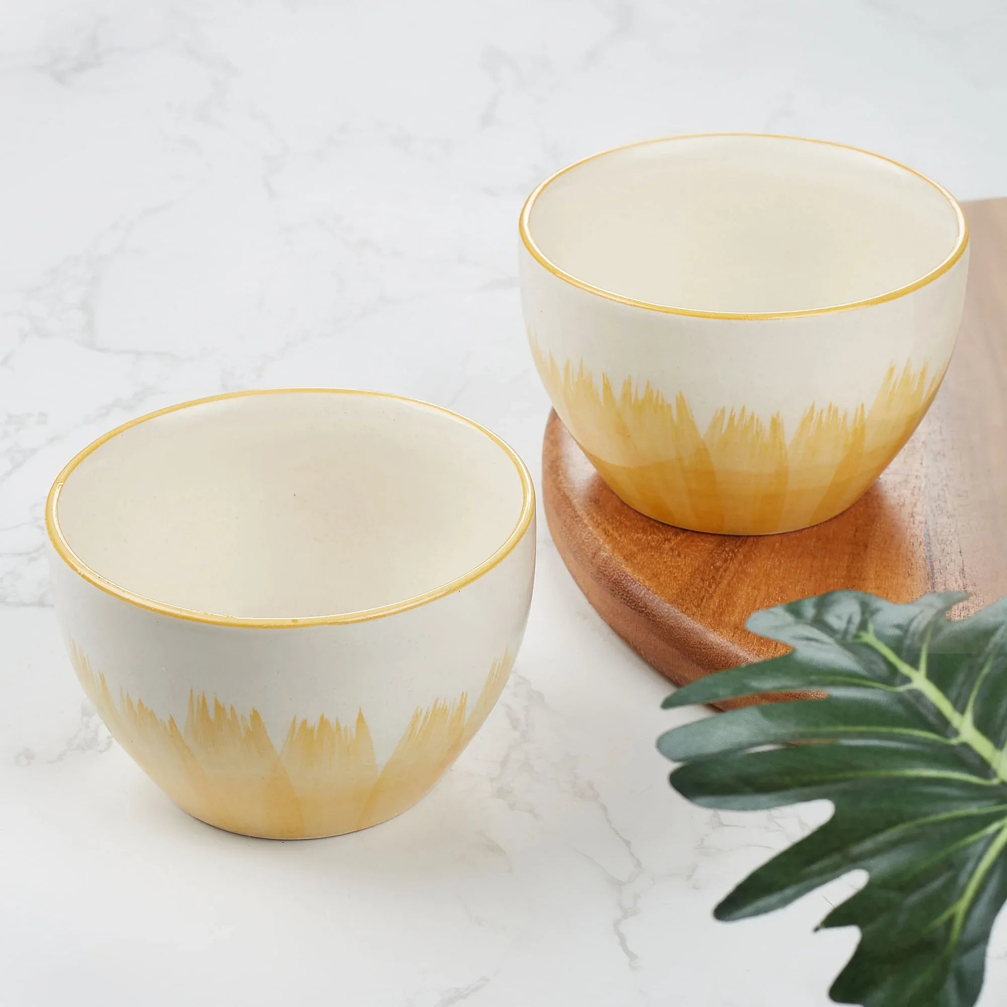 Ophilia Studio Pottery Stoneware Soup Bowl Set of 2 in Ochre Colour - HomeTown