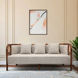 Siam Solidwood Sofa in Beige Color | 3 Seater