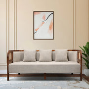 Siam Solidwood Three Seater Sofa in Beige Colour - HomeTown