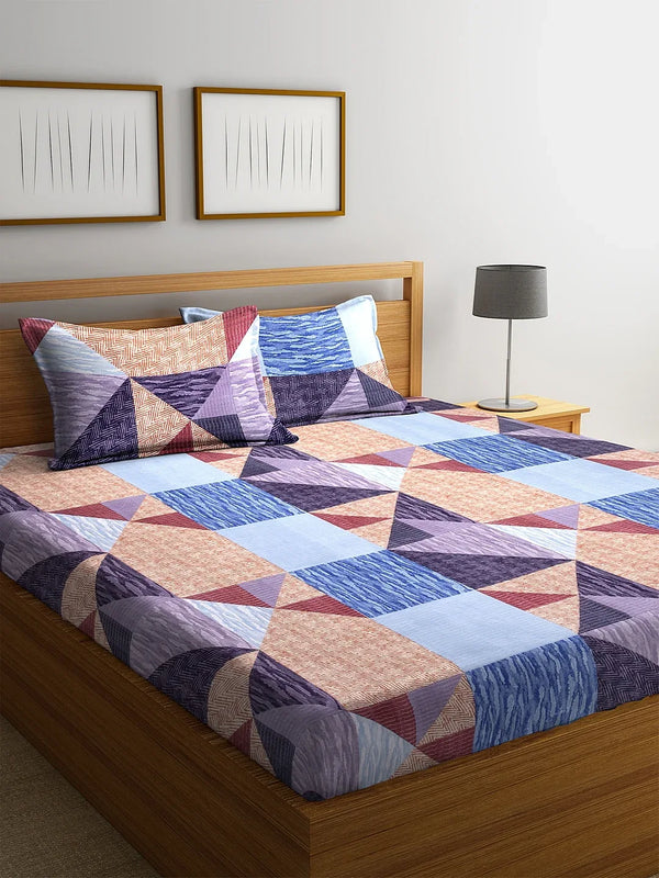 Carnival Double Bedsheet 220 x 230 CM in Blue Multi Colour dimensions