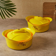Fiesta Plastic and Stainless Steel Duo Double-Wall Insulated Casserole Set Of 2 in Yellow Colour - HomeTown