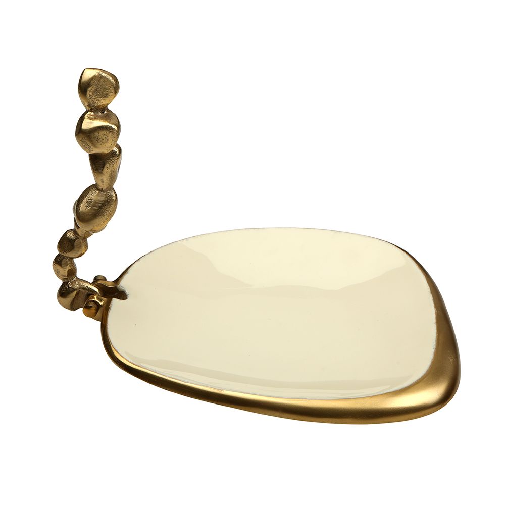 Stones Serving ware Ivory enamle - Napkin Holder Gold
