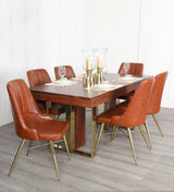 Marvis Sheesham Wood Rosewood 6 Seater Dining Set in Walnut Colour