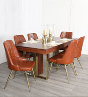 Marvis Sheesham Wood(Rosewood) Six Seater Dining Set in Walnut Colour - HomeTown