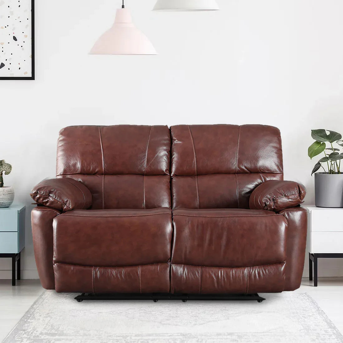 Charles Half Leather Two Seater Recliner - HomeTown