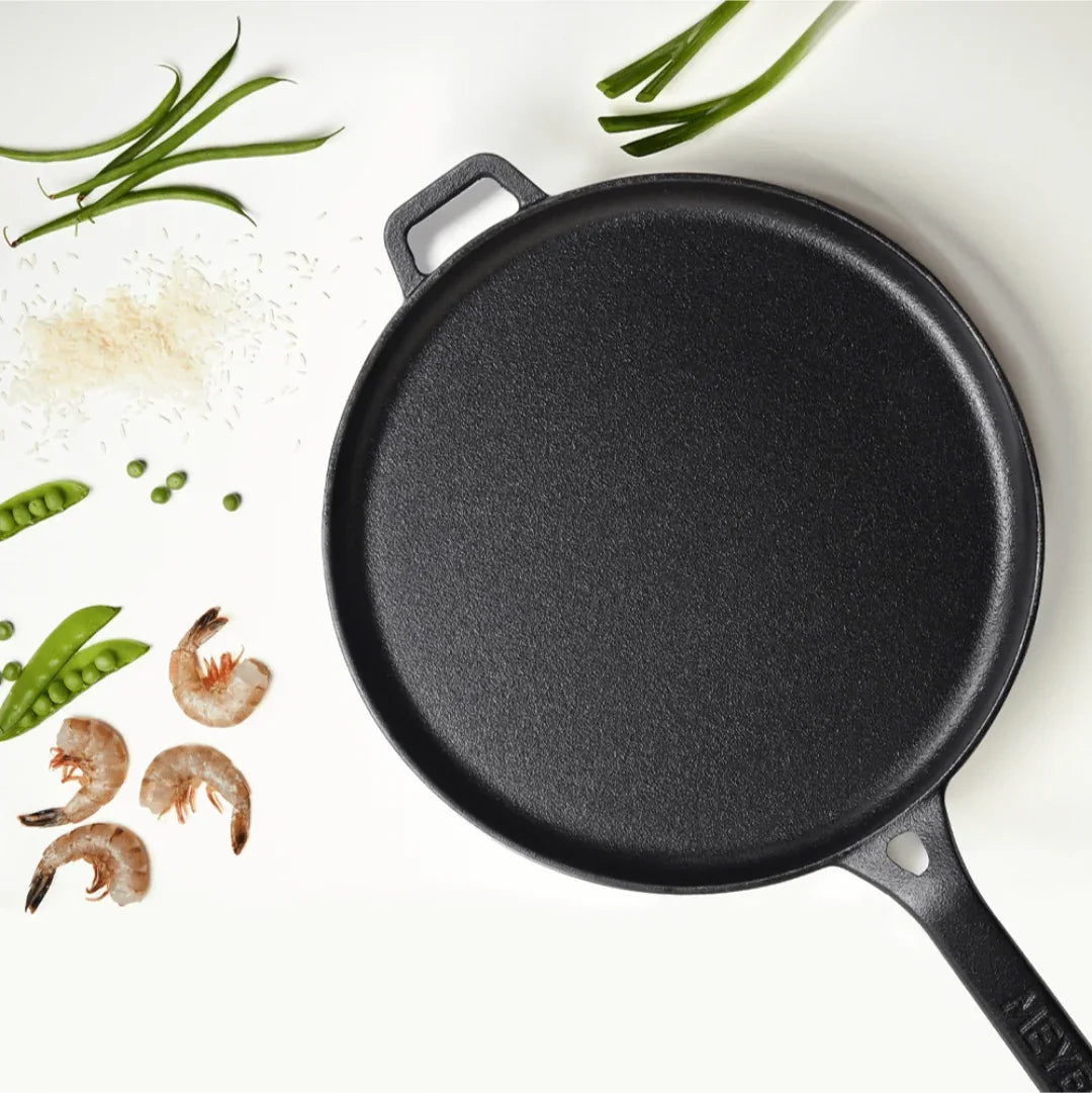 Enamel Free Cast Iron Induction Base Flat Tawa 28 Cm in Black Colour - HomeTown