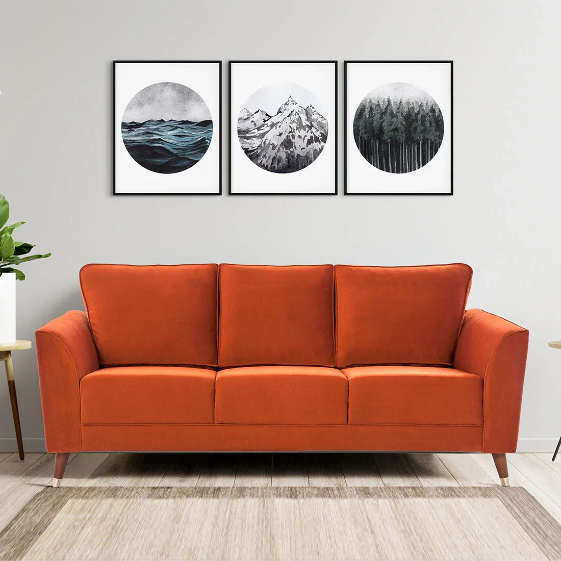 Magnific Velvet Three Seater Sofa - HomeTown