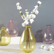 Phiona Glass Modern Organic Shapped Handcrafted 31 Cm Vase in Yellow Colour - HomeTown