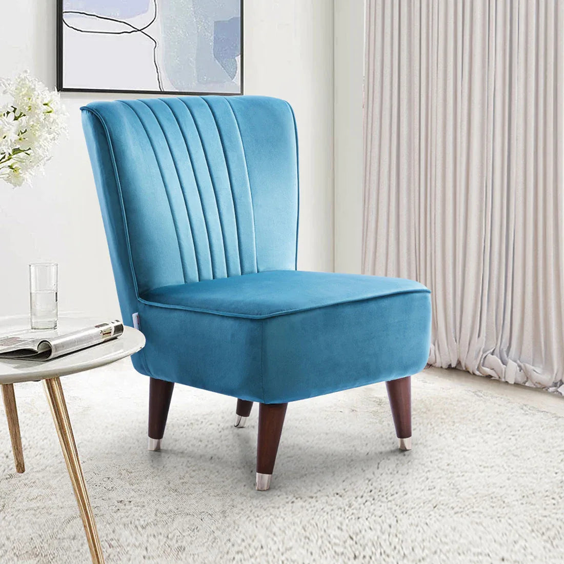 Jane Velvet Accent Chair in Sea Green Colour
