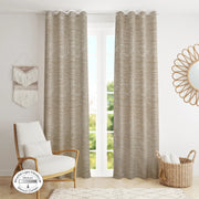 Amour Set of 2 Solid Jacquard Dim Out Curtains 7 Feet in Beige Colour - HomeTown