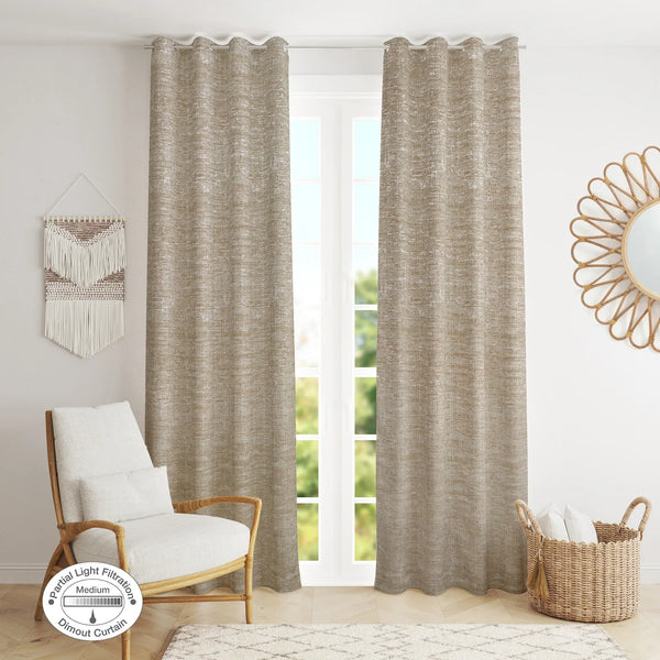 Amour  Set of 2 Solid Jacquard Dim Out Curtains 7 Feet in Beige Colour dimensions
