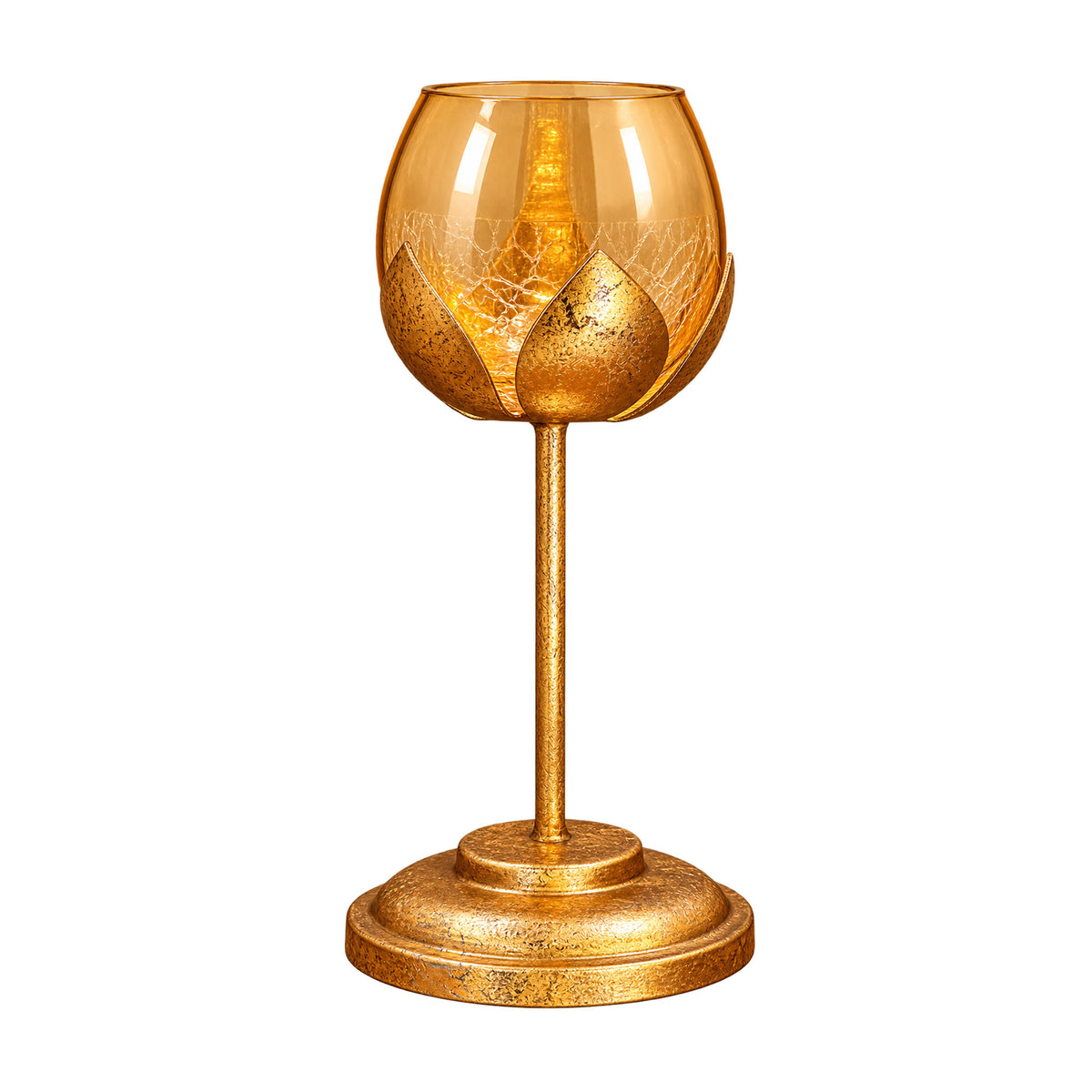 CGI Luxe Utsav Lotus Goblet S Tea Light Gold Finish | 9X9X21 cm