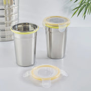 Glisto Stainless Steel Travel Flask/Tumbler with Lid Set of 2 in Silver Colour - HomeTown