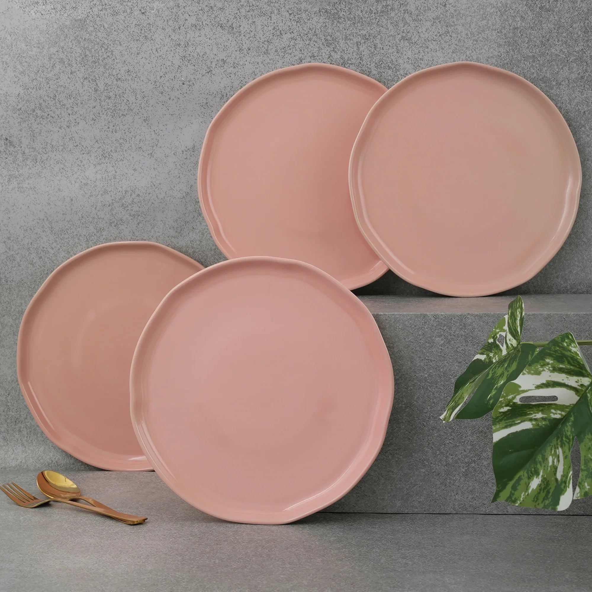 Palette Ceramic 10.5 Inch Dinner Plate 4 Pcs in Pink Colour - HomeTown