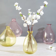 Phiona Glass Modern Organic Shapped Handcrafted 23 Cm Vase in Yellow Colour - HomeTown