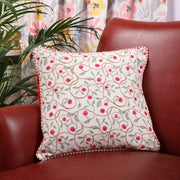 Indian Botanical Cotton Cushion Cover 40x40 cm in Multi Pink Colour - HomeTown