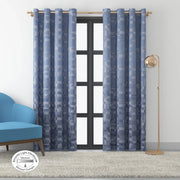 Fiesta Set of 2 Jacquard Dim Out Curtains 7 Feet in Navy Colour - HomeTown