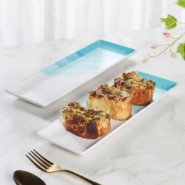 Emilia Melamine Small Platter 12x4 Inch Set of 4 in Dusky Blue Colour dimensions