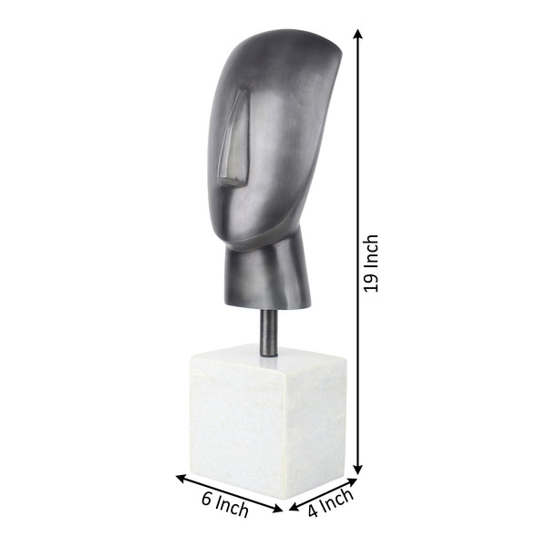 De Massion Marble Muse Visage in Black with White Marble dimensions