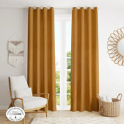Nora Shades Solid Suede Dim Out Door Curtain 7 Feet in Mustard Colour - HomeTown