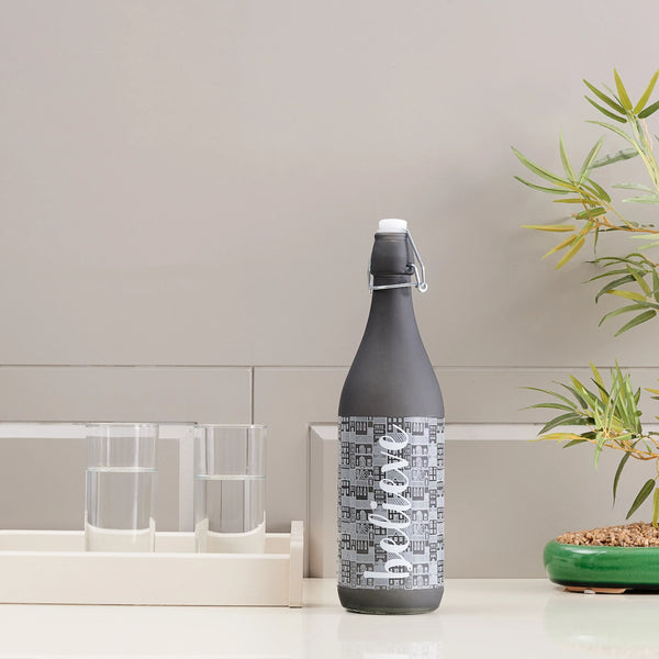 Manhattan Glass Grey Frosted Bottle 1L in Grey Colour dimensions