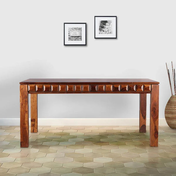 Woodrow Sheesham Wood(Rosewood) 6 Seater Dining Table in Honey Colour dimensions