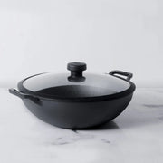 Cast Iron Induction Base Enamel Free Kadai With Glass Lid 26Cm 3 Lt In Black Colour by Meyer - HomeTown