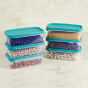 Modular Mate Plastic Rectangular Container 800ml Set of 6 in Teal & Transparent Colour - HomeTown